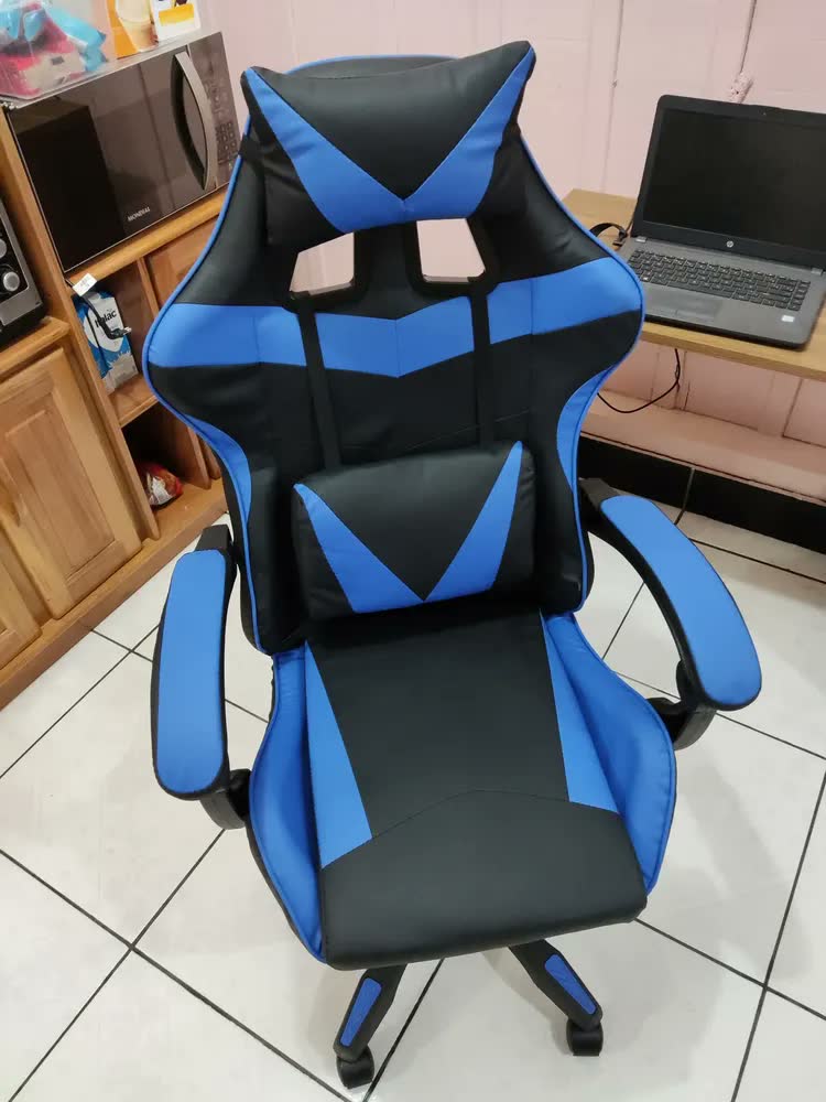 foto de Cadeira De Escritório Gamer Nsx Ergonômica Estofado Couro Sintético Reclinável Altura Ajustável Apoio Para Pés Cor Preta
