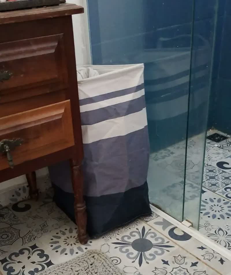 foto de 2 Cesto Grande 60 Litros Dobravel Lavanderia Banheiro Roupas