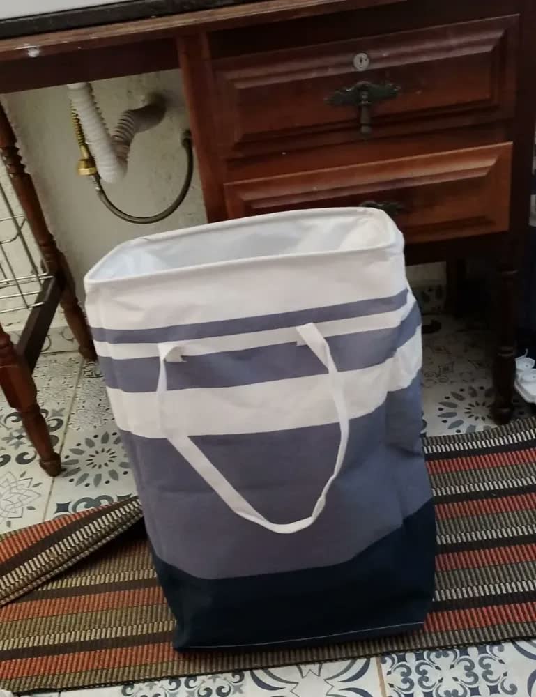 foto de 2 Cesto Grande 60 Litros Dobravel Lavanderia Banheiro Roupas