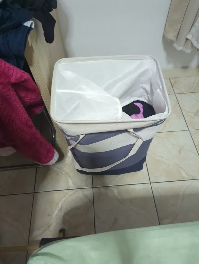 foto de 2 Cesto Grande 60 Litros Dobravel Lavanderia Banheiro Roupas