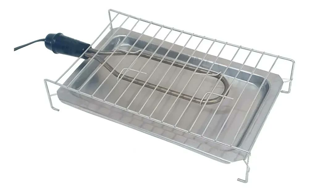 Churrasqueira Elétrica Grill Portátil Bandeja Inox 110v