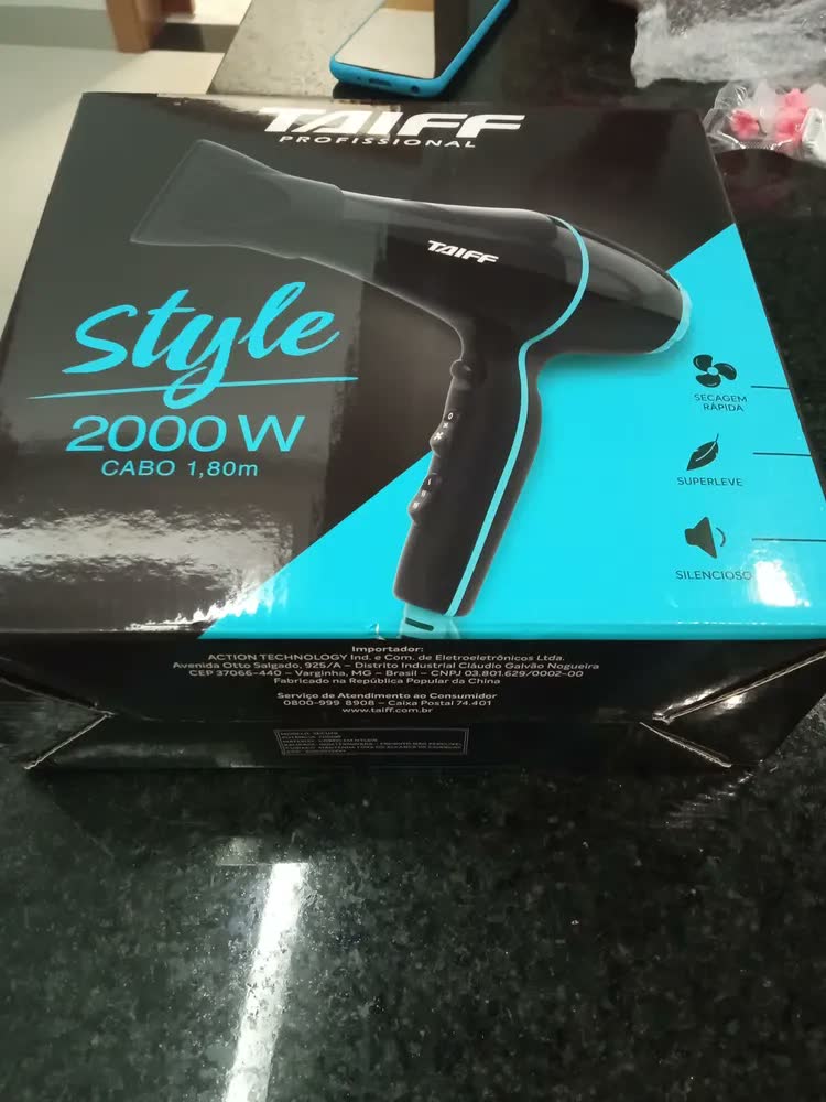 foto de Secador Taiff Profissional Style 2000w Com Difusor Cachos Preto