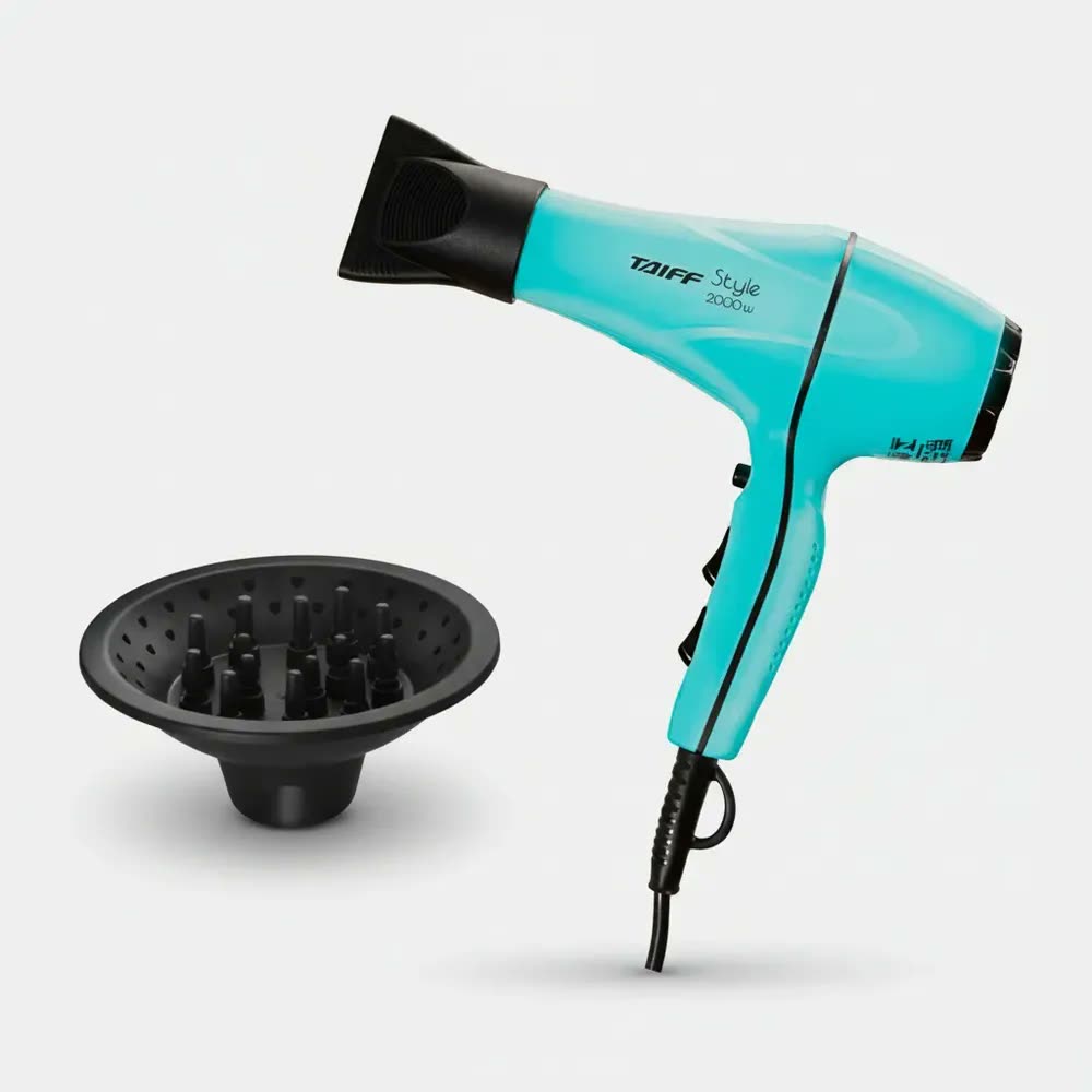 Secador Taiff Profissional Style 2000w Com Difusor Cachos Azul-celeste