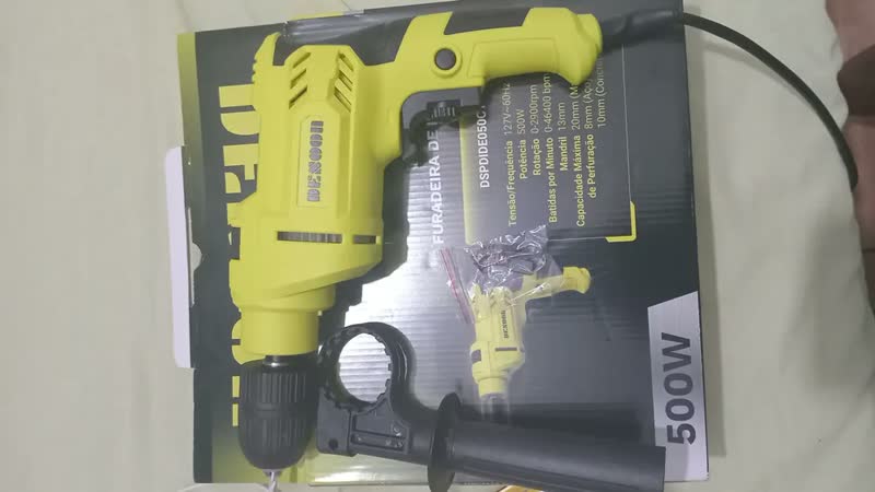 foto de Furadeira De Impacto Profissional 750w Elétrica 13mm Motor De Cobre Com Pega Giratória De 360° E Medidor De Profundidade Desoon