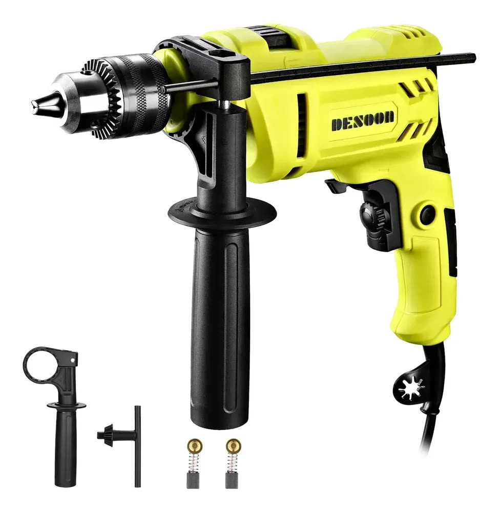 Furadeira De Impacto Profissional 750w Elétrica 13mm Motor De Cobre Com Pega Giratória De 360° E Medidor De Profundidade Desoon
