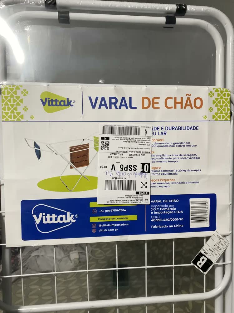 foto de Vittak Varal de Chão Slim Dobrável com Abas Retráteis em Aço Reforçado Portátil para Roupas e Lavanderia