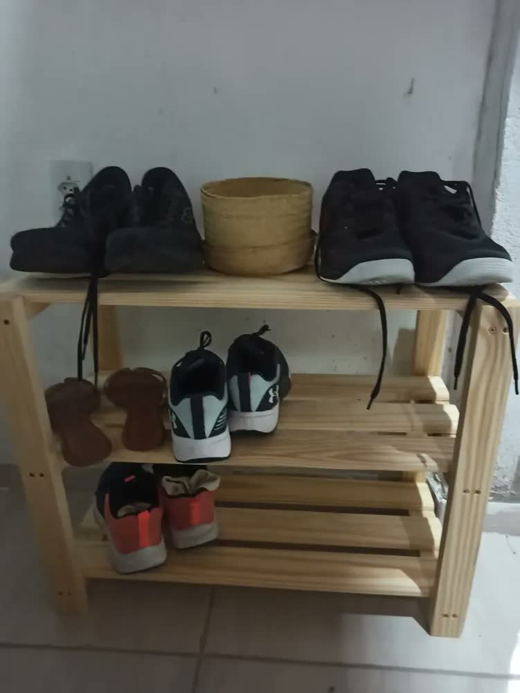foto de Sapateira De Pinus 3 Andares - Organize Seus Sapatos Bege