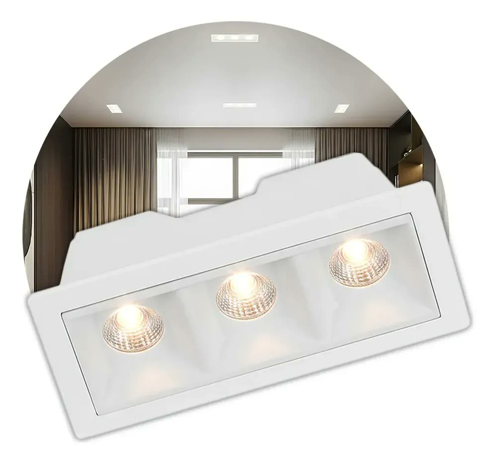 foto de Spot Led Luminaria Embutir Picco 3 Focos 6w Branco Quente 3000k Bivolt 127/220v Branco