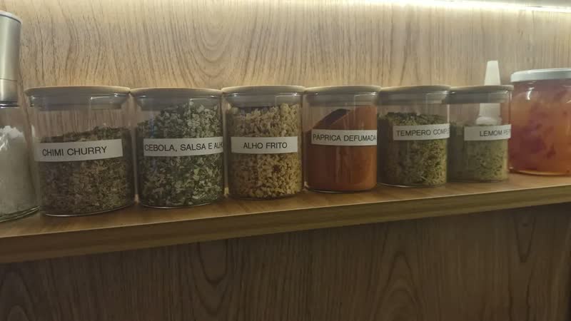 foto de Kit 6 Potes De Vidro Porta Temperos 200ml Tampa Hermética De Bambu Ideal para Cozinha Organizar Mantimentos Vedação Forte Anti Vazamento