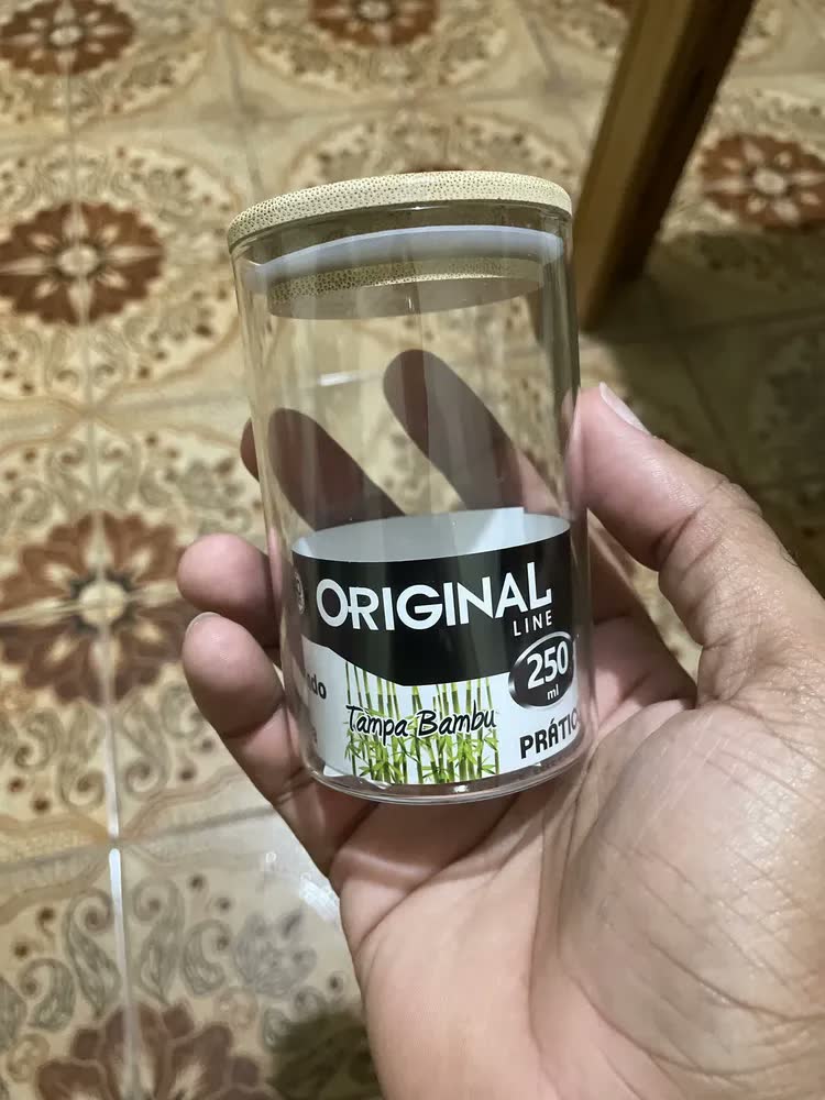 foto de Kit 6 Potes De Vidro Porta Temperos 200ml Tampa Hermética De Bambu Ideal para Cozinha Organizar Mantimentos Vedação Forte Anti Vazamento