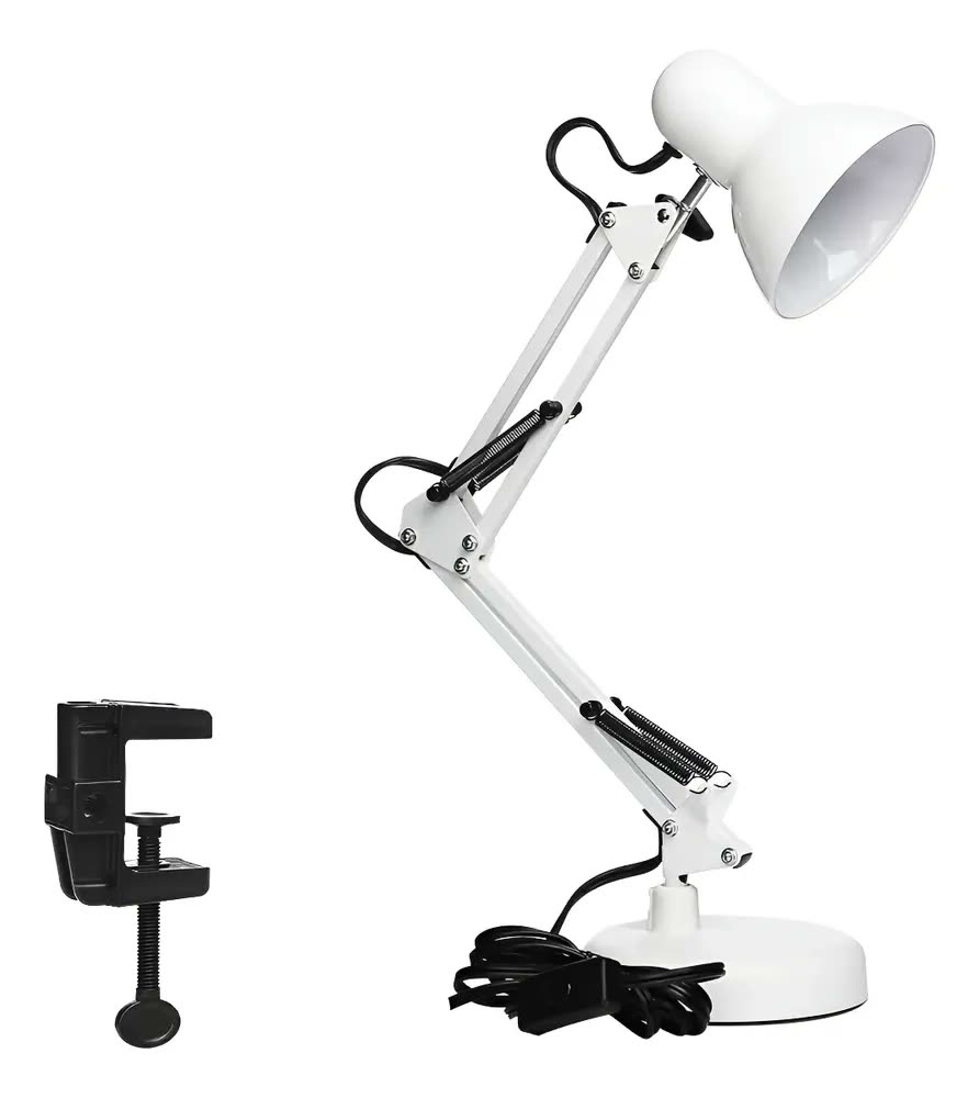 Luminária De Mesa Articulada Abajur Modelo Pixar Com Base Branco