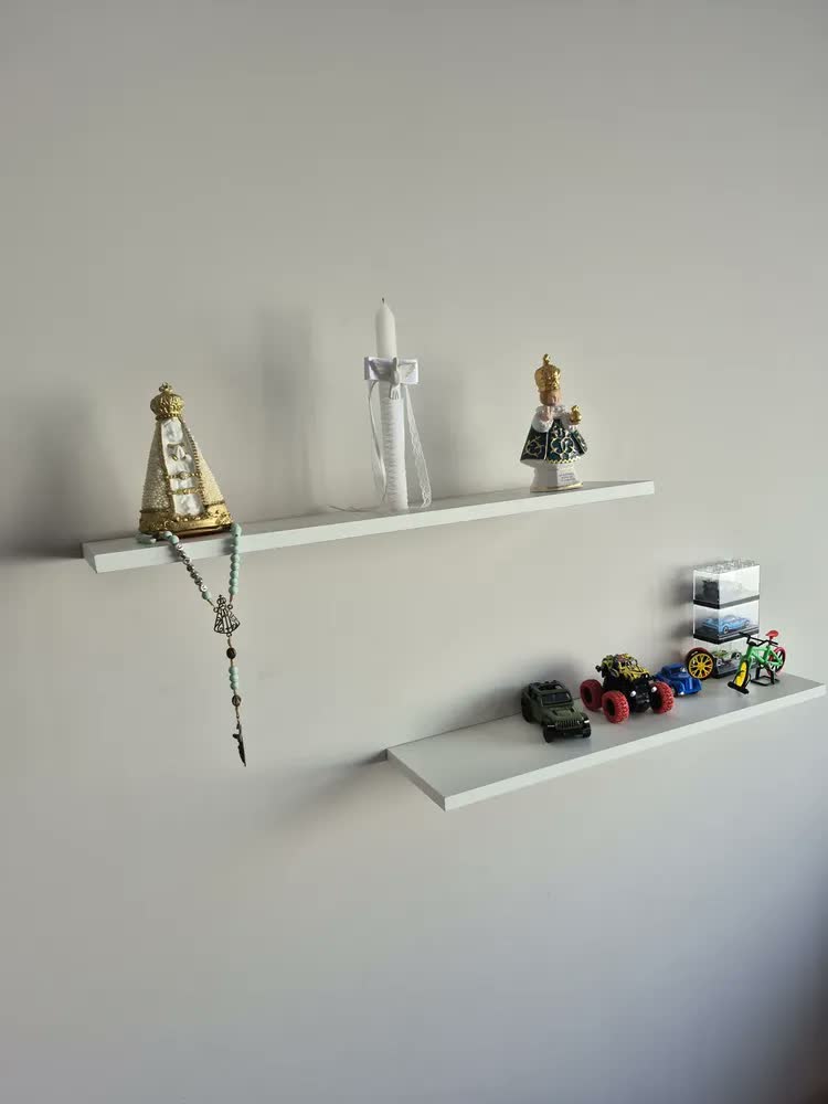 foto de Kit 2 Prateleiras Organizador Multiuso Suporte Invisível 60cm Branco