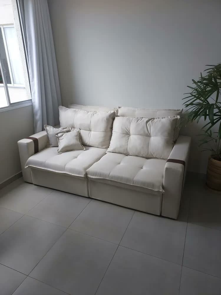 foto de Sofá-cama Retrátil Reclinável 3 Lugares Linho 2,00m Ipanema Cor Cinza