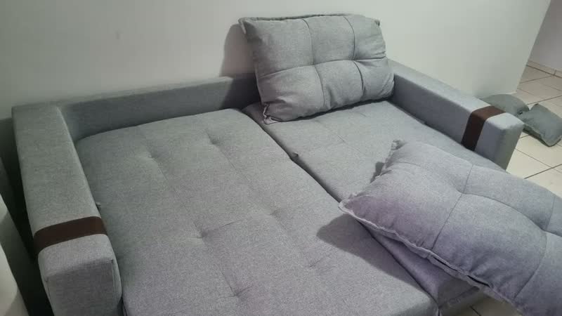 foto de Sofá-cama Retrátil Reclinável 3 Lugares Linho 2,00m Ipanema Cor Cinza
