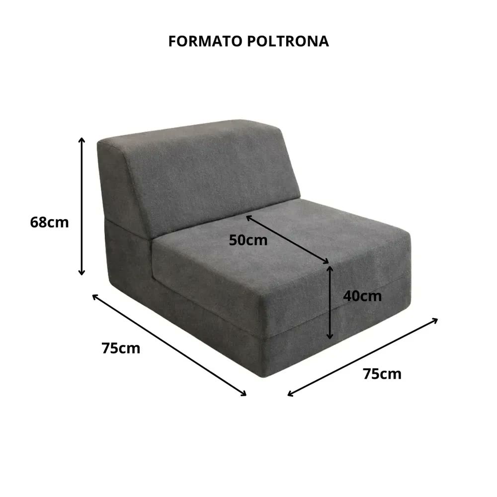foto de Poltrona 3 Em 1 Multifuncional Retrátil, Vira Cama Solteiro E Espreguiçadeira, Ideal Para Sala Pequena, Apartamento, Leitura, Descanso E Visitas