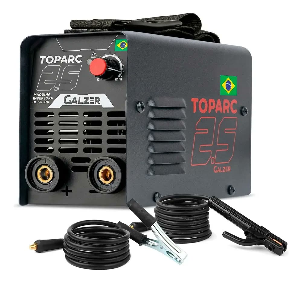 Maquina Inversora Solda Galzer Toparc 2.5 Elétrica Portátil Mma Eletrodo 120A Cor Preto