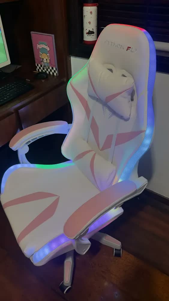 foto de Cadeira Gamer E Escritório Python Fly Com Led Rgb Ergonômica Cor Vermelho e preto Material do estofamento Couro sintético