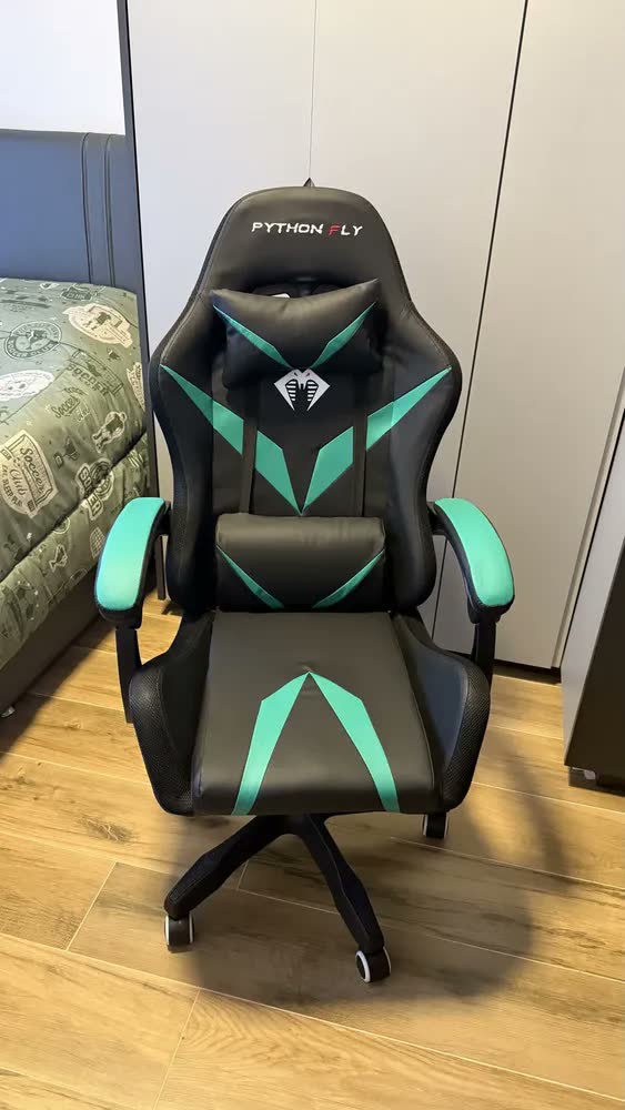 foto de Cadeira Gamer E Escritório Python Fly Com Led Rgb Ergonômica Cor Vermelho e preto Material do estofamento Couro sintético