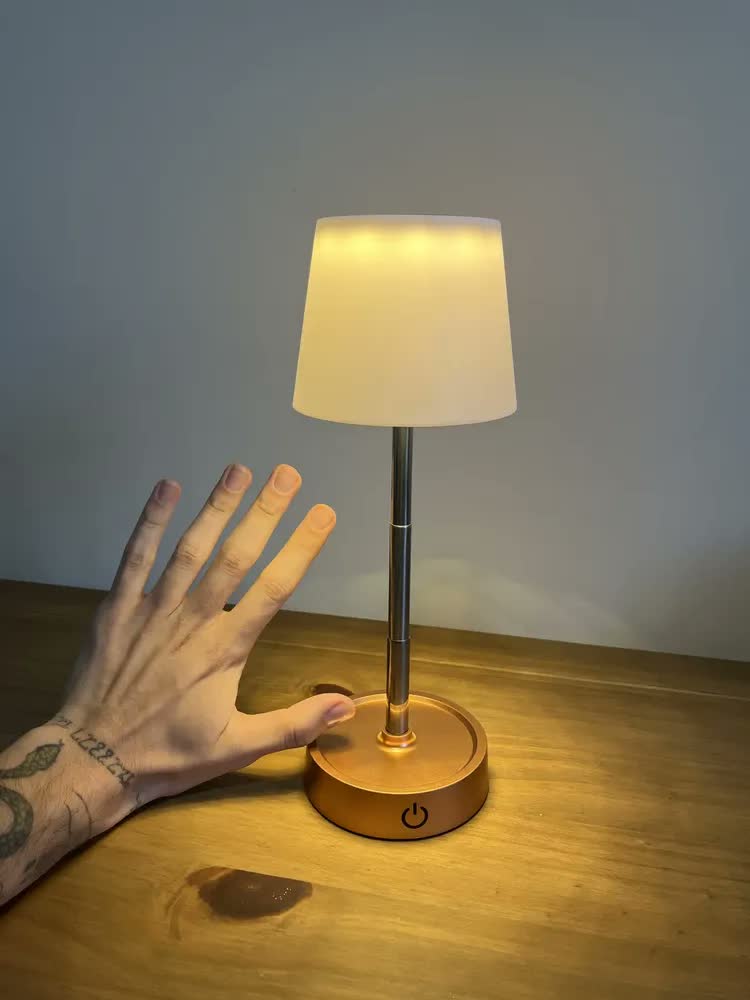 foto de Luminária de Mesa LED Recarregável com Toque, Abajur Ajustável para Cabeceira e Escritório