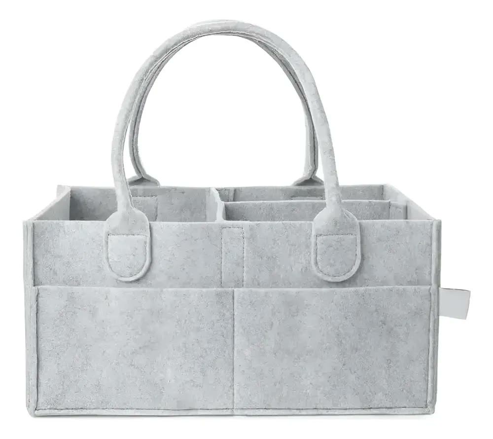 Cesto Para Bebes Porta Roupa Fraldas Organizador De Feltro Cinza