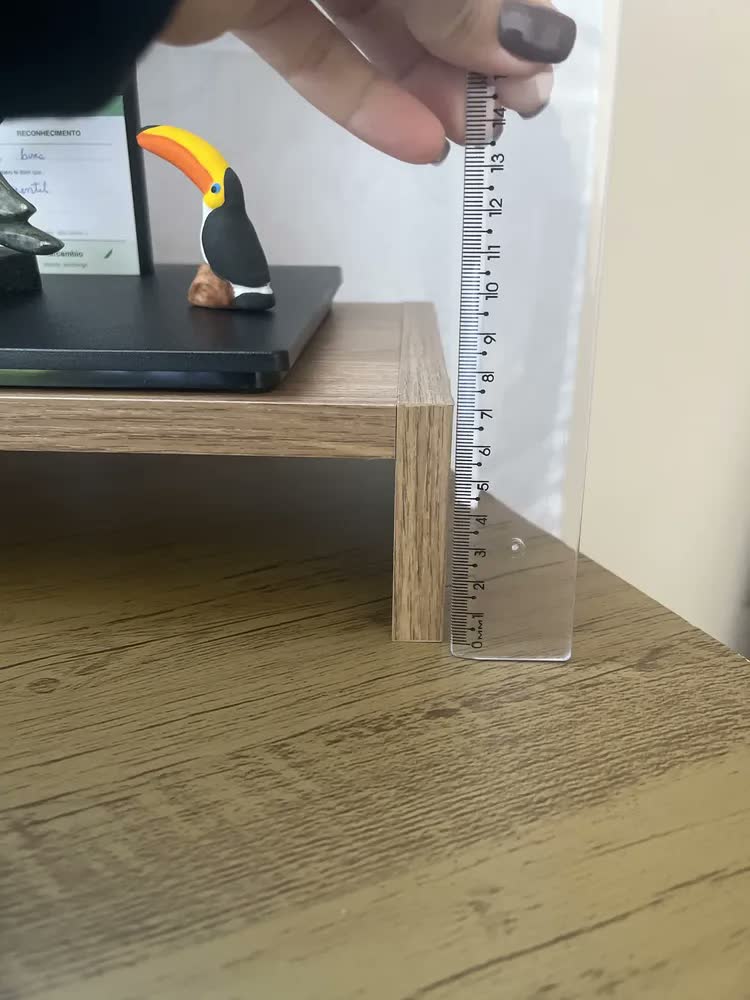 foto de Suporte Para Monitor Base Elevada 33cm Em MDF Mesa Home Office Preto