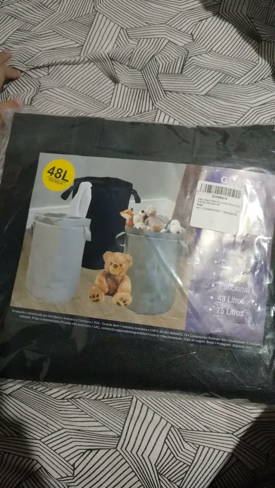 foto de Cesto Saco Para Brinquedo Roupa Suja Grande Dobrável 48l Preto