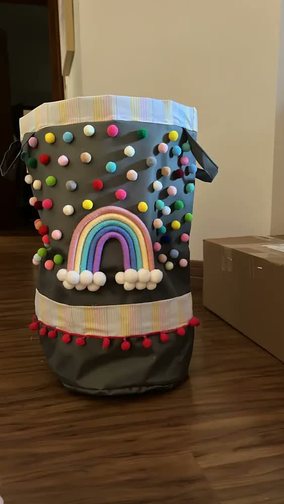 foto de Cesto Saco Para Brinquedo Roupa Suja Grande Dobrável 48l Azul Marinho
