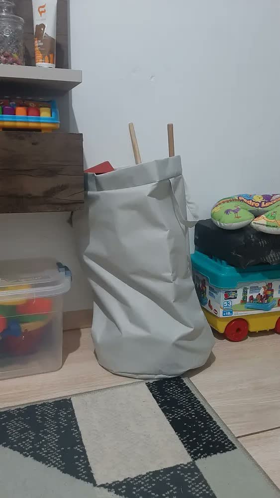 foto de Cesto Saco Para Brinquedo Roupa Suja Grande Dobrável 48l Azul Marinho