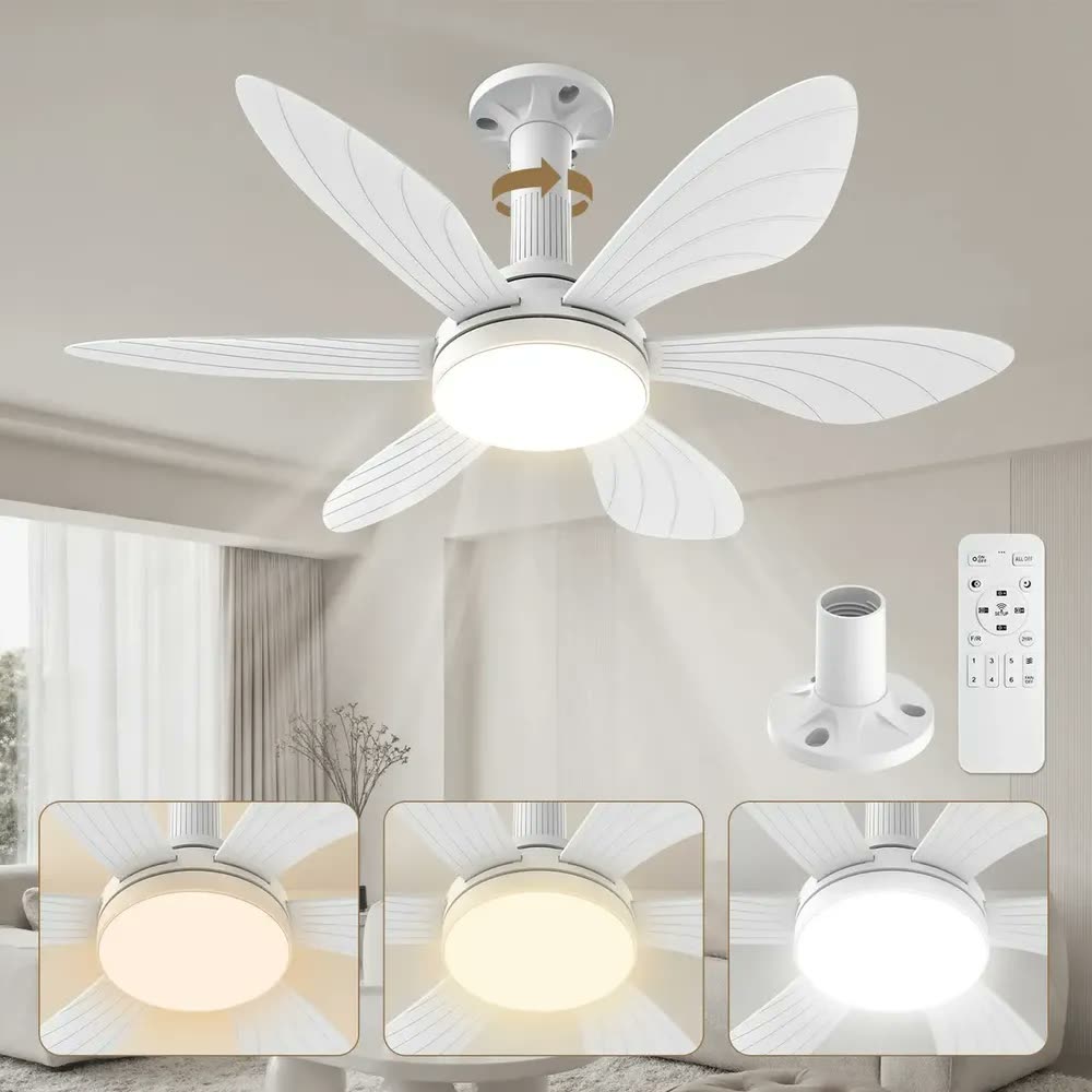 Ventilador de Teto FANSVENTO com Controle Remoto e Luz, 6 Pás e 6 Velocidades