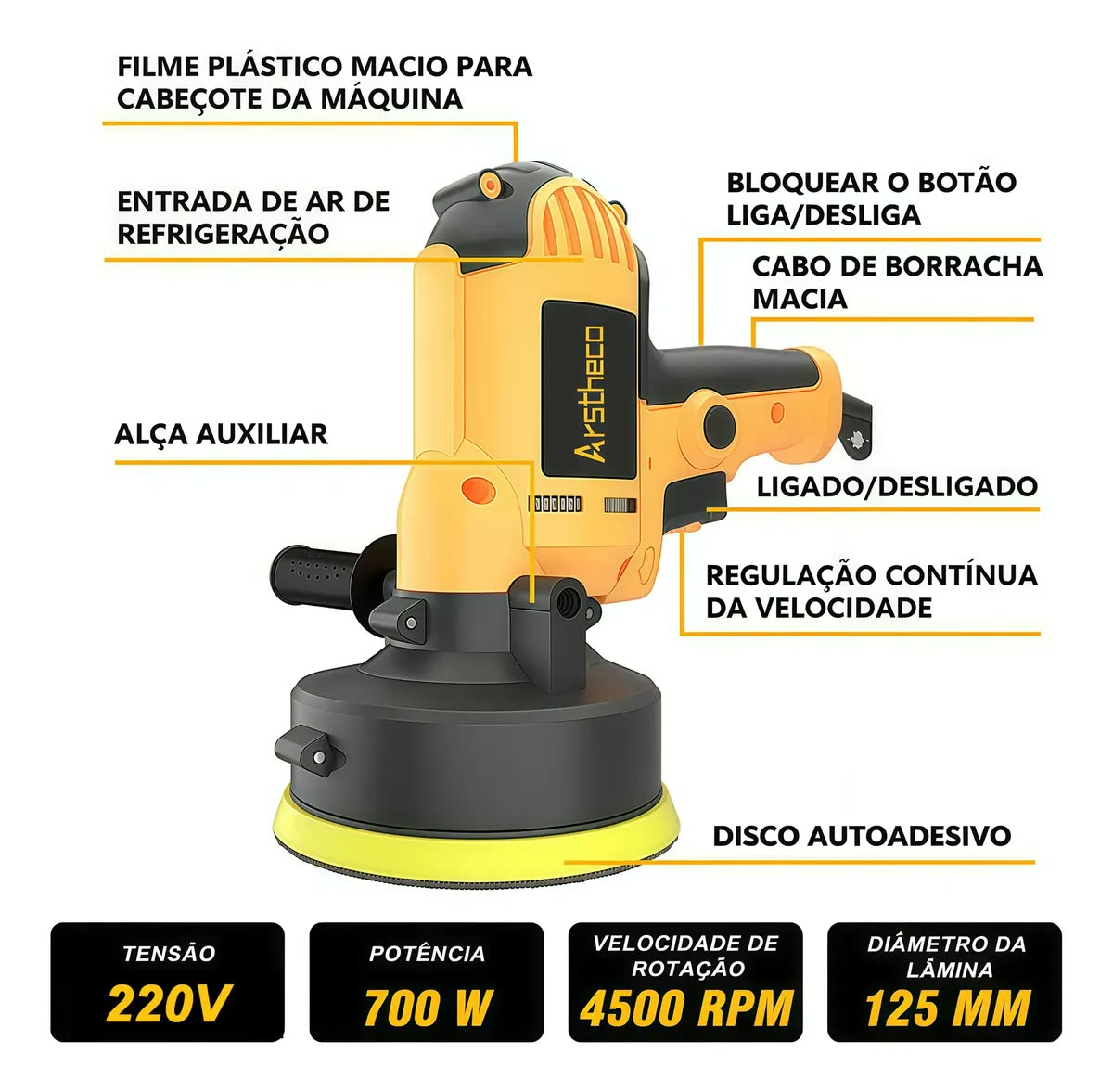 Polidora Elétrica De Mão Ferramentas Lixadeira Politriz 700w
