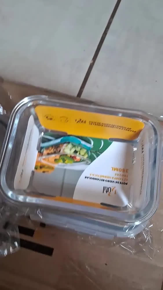 foto de Kit 10 Pote De Vidro Marmita Hermético 370ml Freezer Fitness Rishon