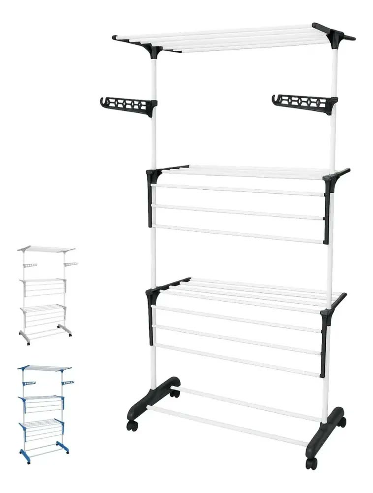 foto de Varal De Chão Grande Com Abas Apartamento Roupa Vertical Preto