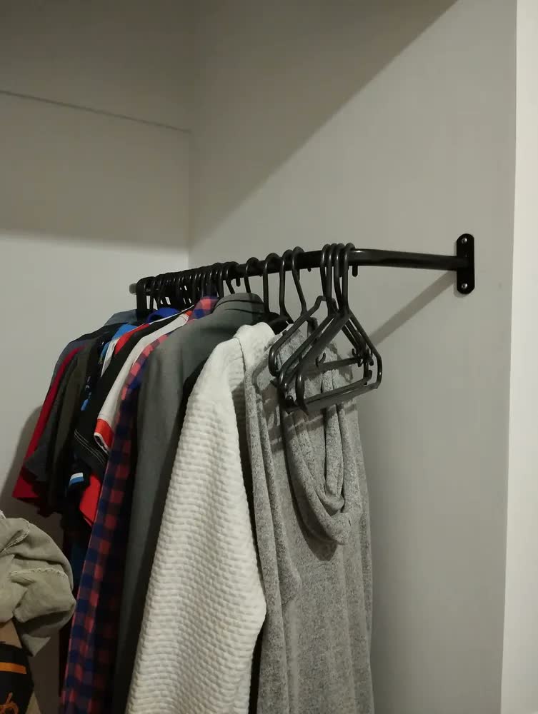 foto de Kit 02 Araras Cabideiro Closet De Parede Reta Branca Cor 1 Metro Branca