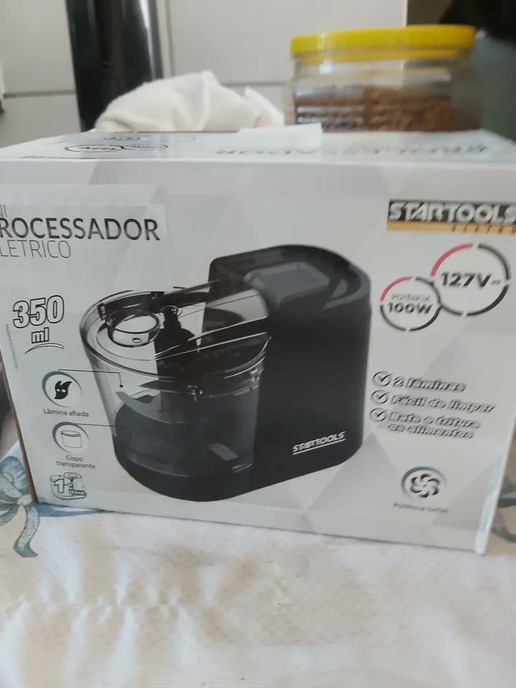 foto de Mini Processador Elétrico Alimentos Triturador Picador Plus+ Preto 127v 100w