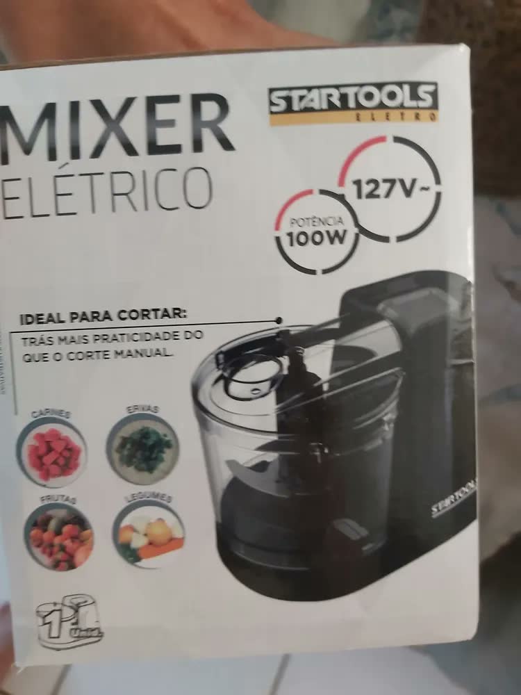 foto de Mini Processador Elétrico Alimentos Triturador Picador Plus+ Preto 127v 100w