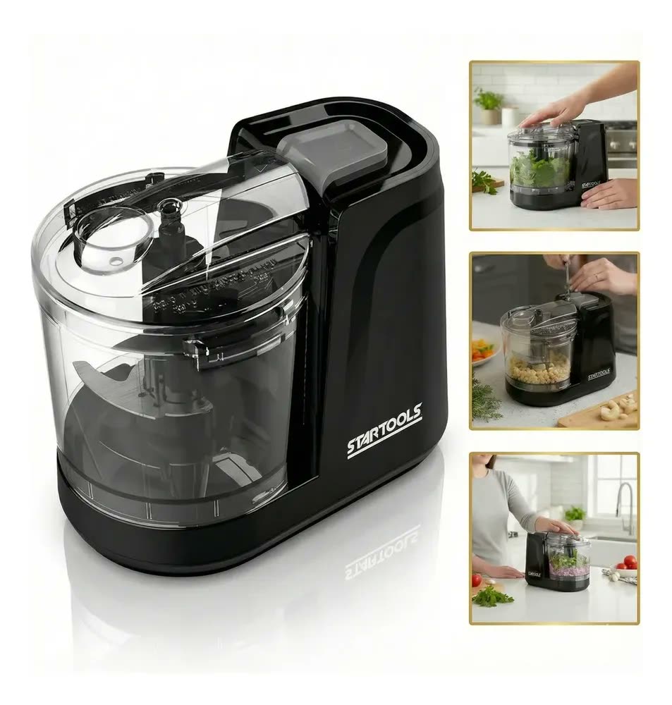 Mini Processador Elétrico Alimentos Triturador Picador Plus+ Preto 127v 100w