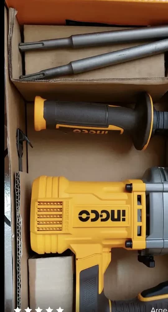 foto de Martelete Combinado Á Bateria 2,5j Sds Plus 20v Ingco Preto E Amarelo