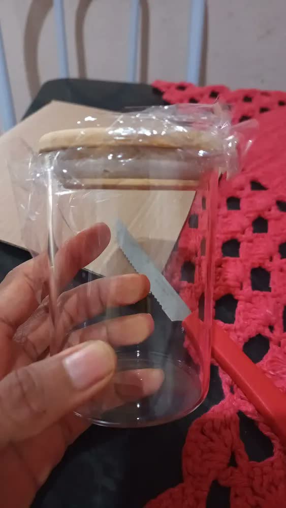 foto de Kit 5 Potes Herméticos de Vidro Yab com Tampa de Bambu para Cozinha e Alimentos