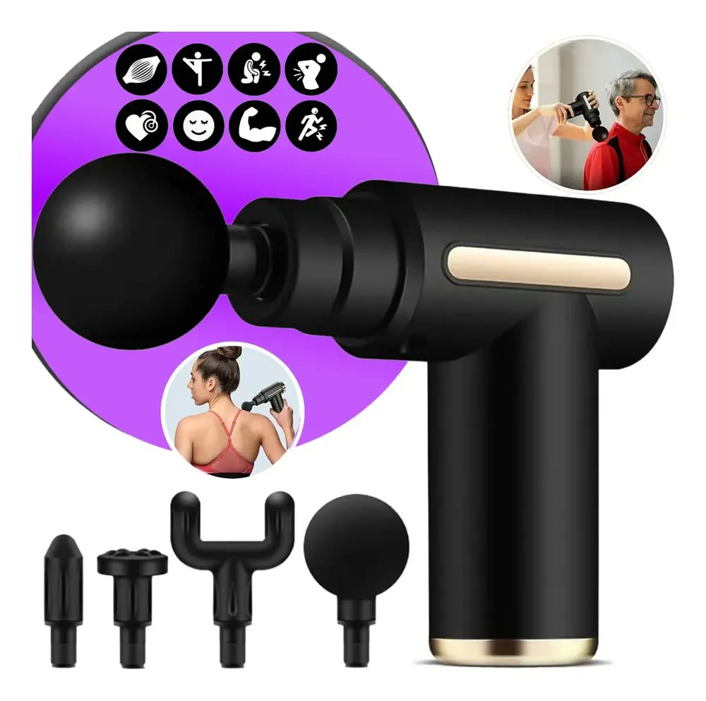 Pistola Massageadora Muscular Profissional Space Eye para Aliviar Dores com 6 Níveis e 4 Ponteiras