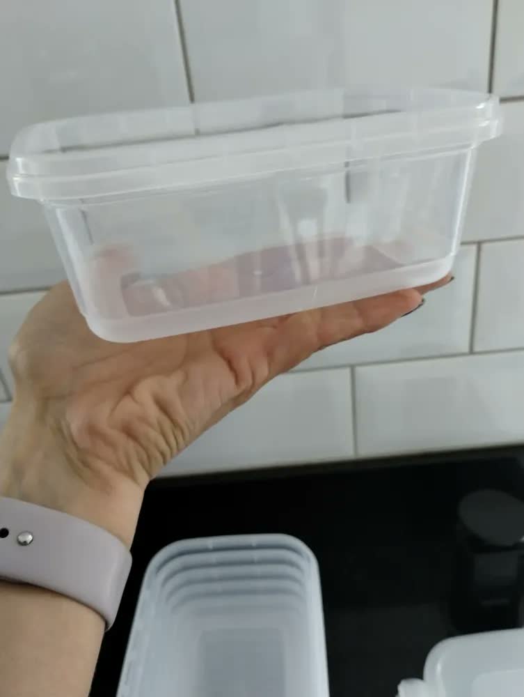 foto de Kit 12 Pote Tampa Trava 750ml Marmita Reutilizável Bpa Free Transparente