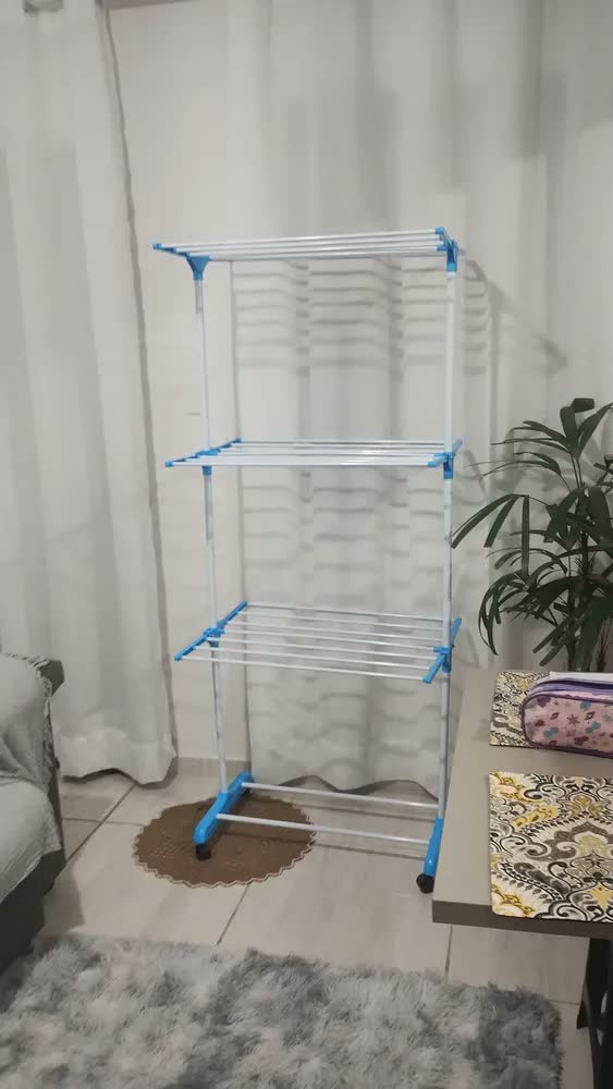 foto de Varal De Chão Grande Com Abas Apartamento Roupa Vertical Cinza