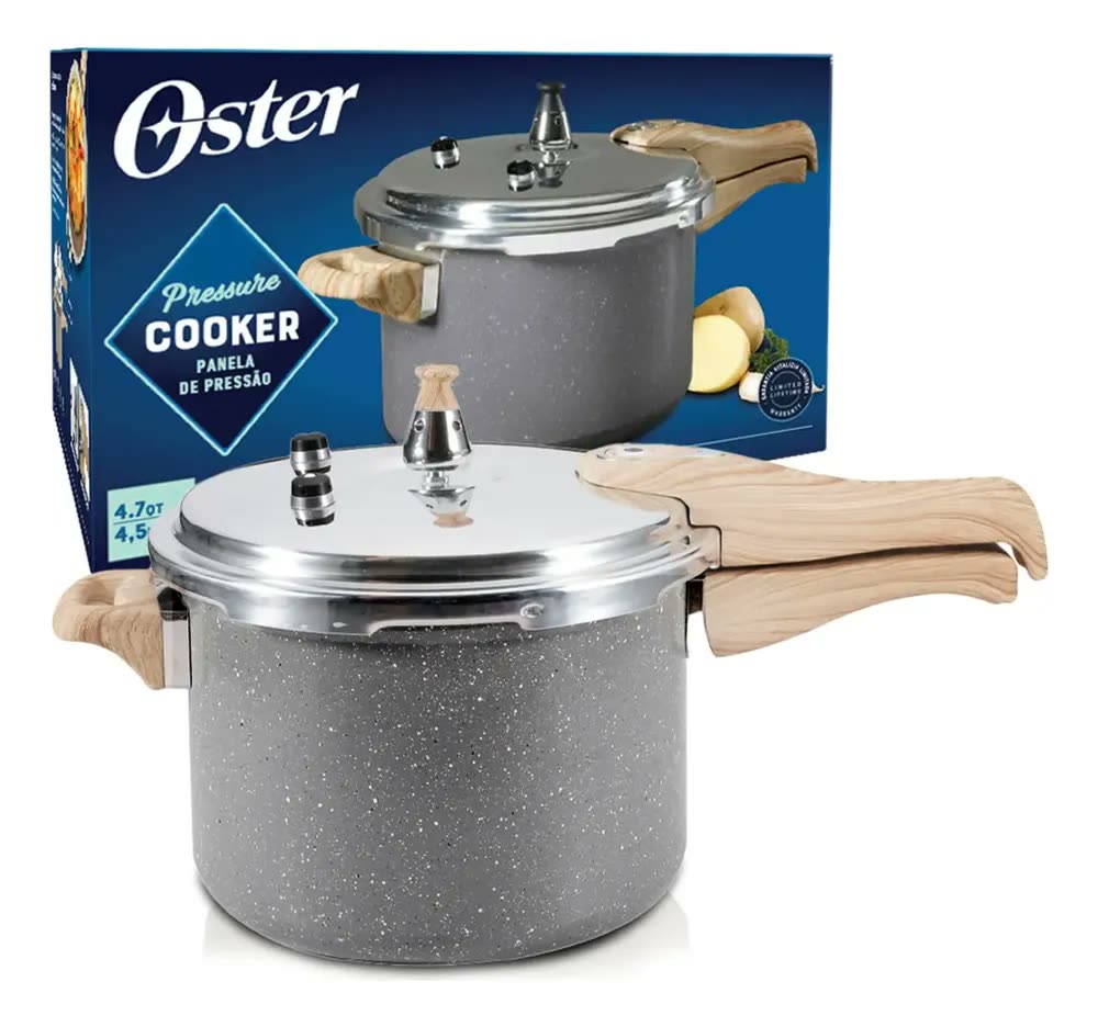 Panela de Pressão Oster Bravada de 4,5 Litros com Cerâmica e Antiaderente para Indução
