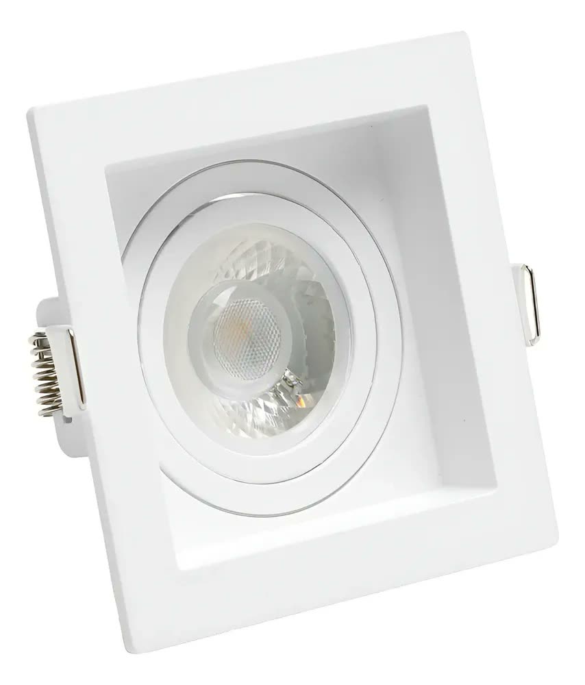 Spot Embutido Mr16 Dicroica Quadrado Recuado Lâmpada Inclusa 127 220v Branco