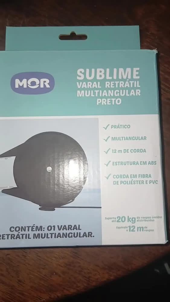 foto de Varal Retrátil Multiangular Mor Preto de Parede 12m com 20kg