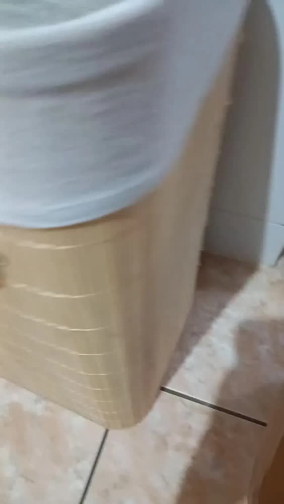 foto de Cesto de Roupa Bambu Retangular de 72L com Tampa e Forro de Linho