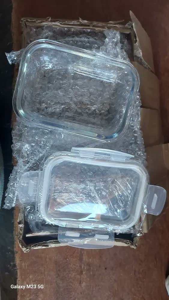 foto de Kit 10 Potes Herméticos de Vidro Yab Borossilicato 370 ml Com Tampa Branca