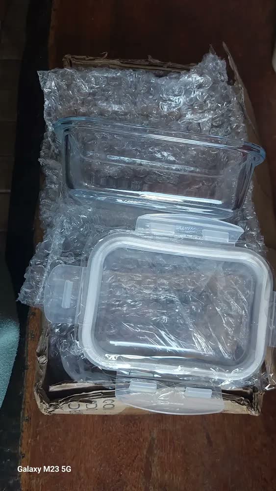 foto de Kit 10 Potes Herméticos de Vidro Yab Borossilicato 370 ml Com Tampa Branca