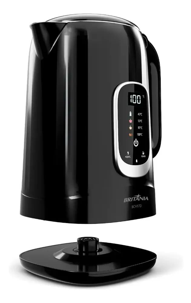 Chaleira Elétrica Britânia 1,7l Painel Touch Preta Bch17d Preto