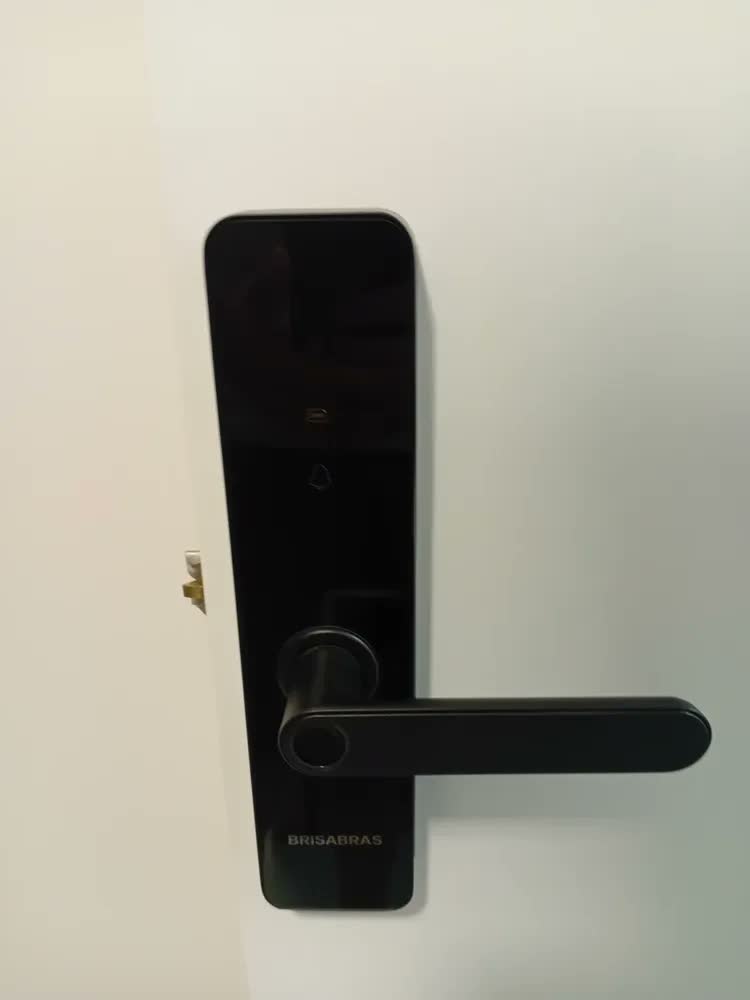 foto de Fechadura Eletrônica Digital Tuya Com Biometria, Senha, Tag E Chave Touch Anti-espião Inteligente Preta Para Porta (casa/apartamento/hotel)