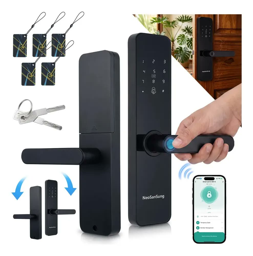 Fechadura Eletrônica Digital Tuya Com Biometria, Senha, Tag E Chave Touch Anti-espião Inteligente Preta Para Porta (casa/apartamento/hotel)